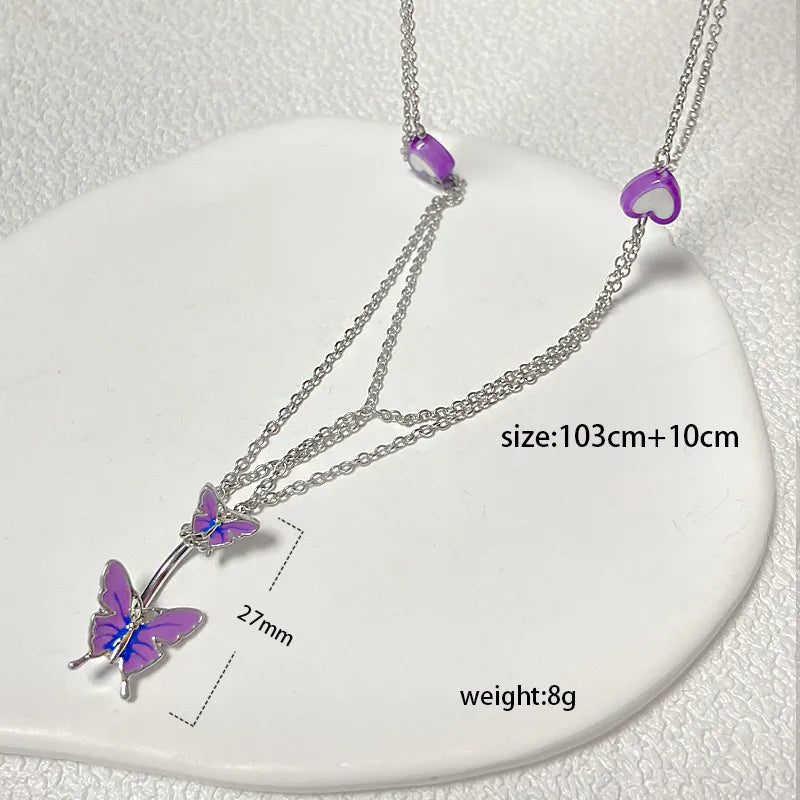 IG Style Simple Style Heart Shape Butterfly 316 Stainless Steel  Alloy Copper Plating Butterfly Inlay Rhinestones Zircon White Gold Plated Gold Plated Women's Waist Chain