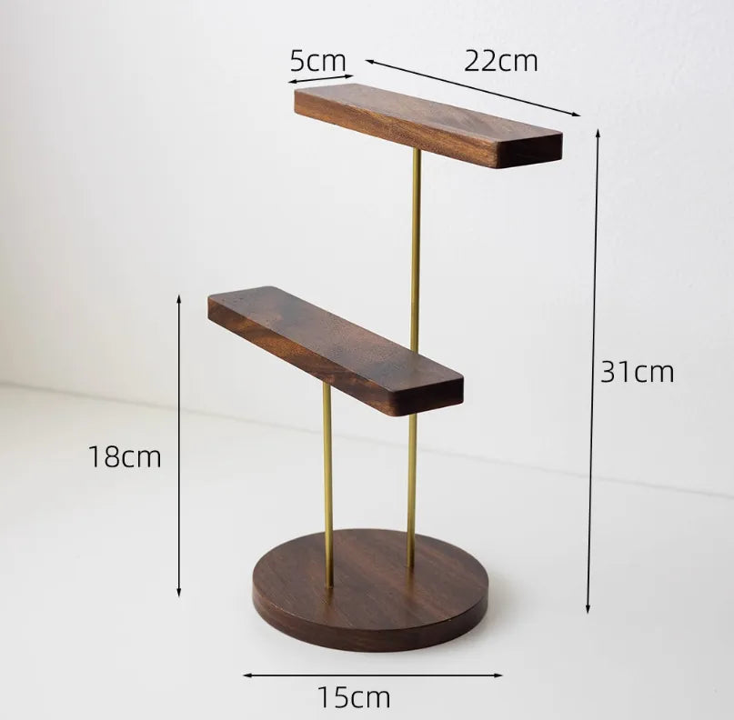 Premium Walnut Wood Board Jewelry Necklace Display Stand Shop Window Pendant Earring Stall Props Antique Style Fashion Accessory