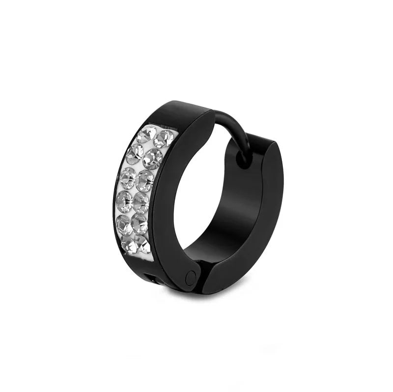 fashion circle titanium steel plating inlay zircon earrings 1 piece