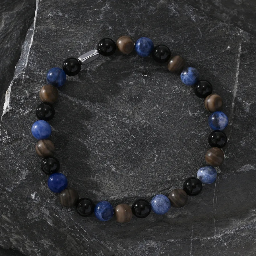 Retro Simple Style Geometric natural stone Glass Beaded Men's Bracelets