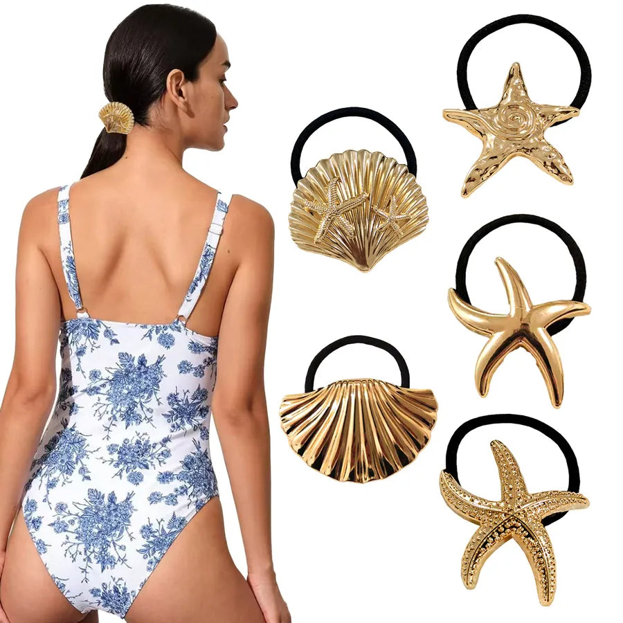 Vacation Streetwear Women's Scallop Starfish Alloy Plating Hair Tie