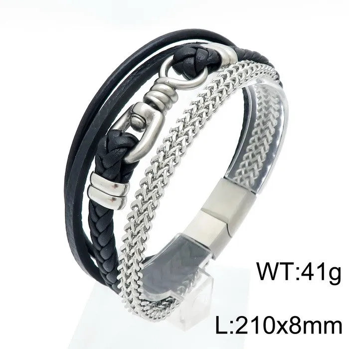 Punk Streetwear Geometric Titanium Steel 18K Gold Plated Men's Bangle