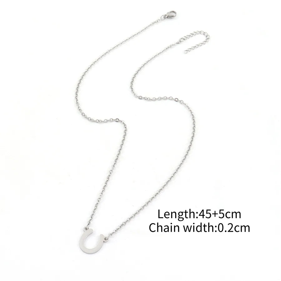 Wholesale Jewelry Simple Style Classic Style Horseshoe 201 Stainless Steel 304 Stainless Steel cable chain Pendant Necklace