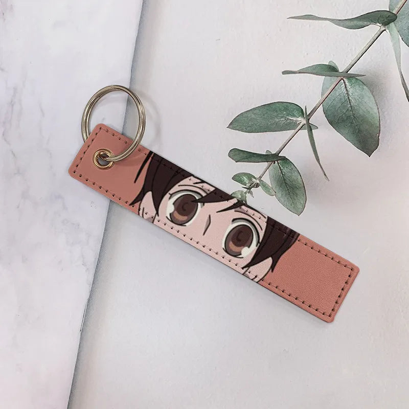 cartoon style cartoon pu leather printing bag pendant keychain