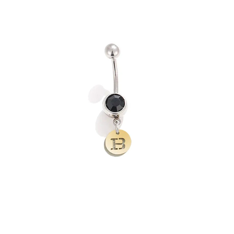 1 Piece Belly Rings Classic Style Cool Style Round Letter 302 Stainless Steel Tungsten Steel 14K Gold Plated 18K Gold Plated Belly Rings