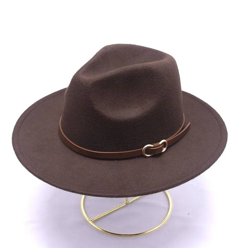 women's retro solid color big eaves floppy hat