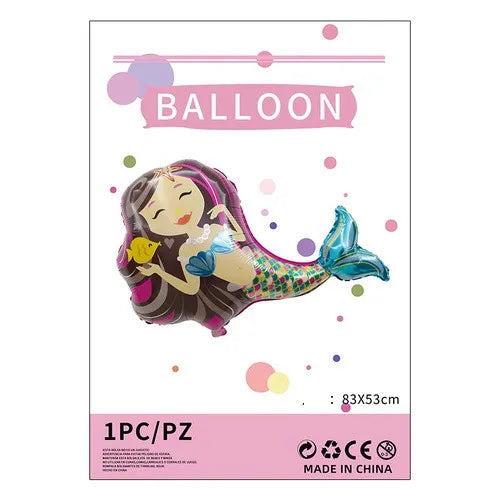 cartoon style cute animal mermaid aluminum film holiday party balloons