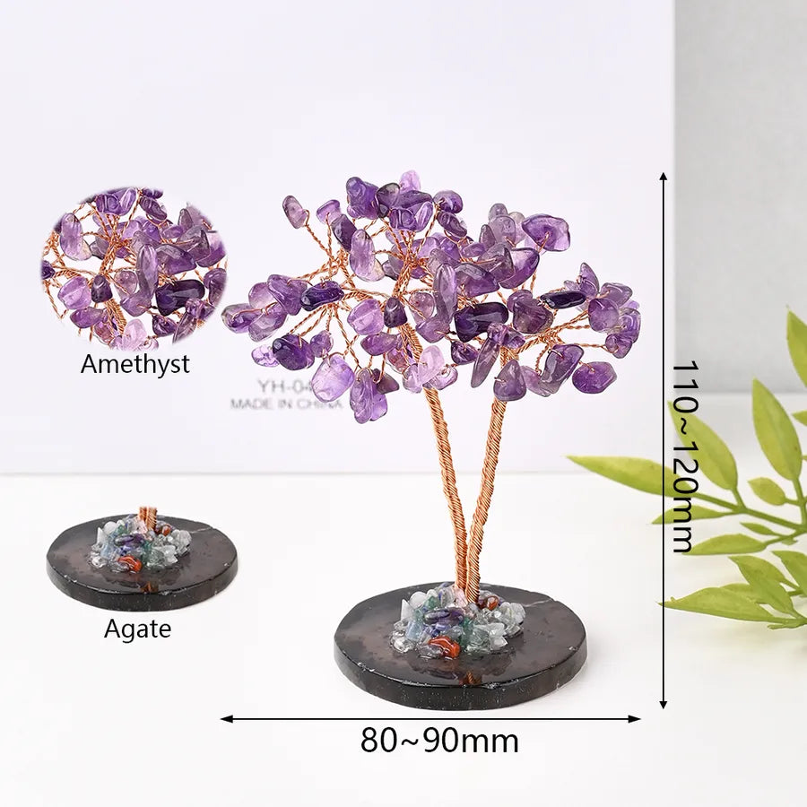 Elegant Handmade Simple Style Tree natural stone copper wire Ornaments Artificial Decorations
