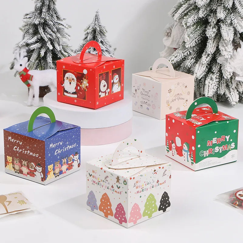 New Christmas Apple Box Handheld Peaceful Fruit Packaging Box Cartoon Christmas Gift Color Box Biscuit Candy Packaging