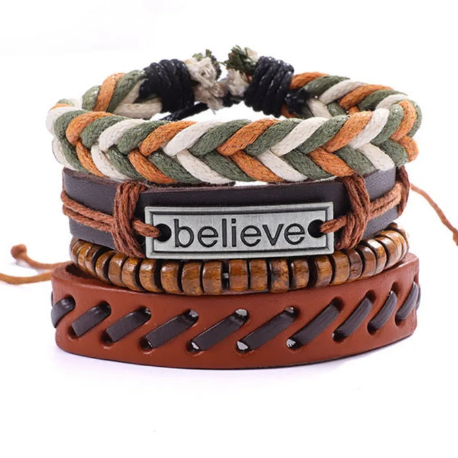 Hot Men's Leather Bracelet Woven Leather Strap Bracelet Accessories  Fashion Fashion Fashion Bracelet Ornament