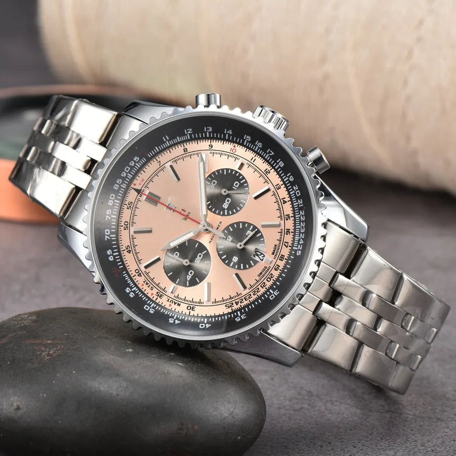 Business Simple Style Solid Color Butterfly Double Snap Quartz Men's Watches
