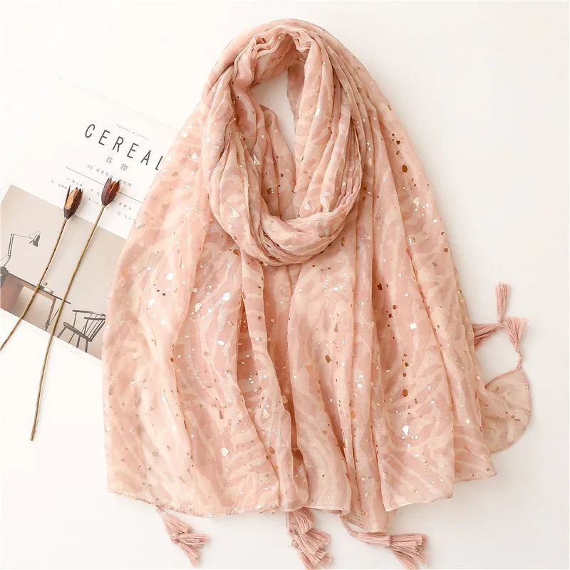 women's fashion color block voile polyester winter scarves