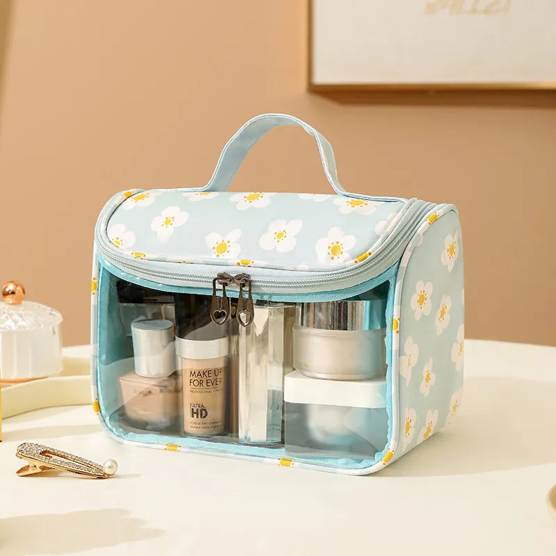 cute pastoral solid color pu leather makeup bags