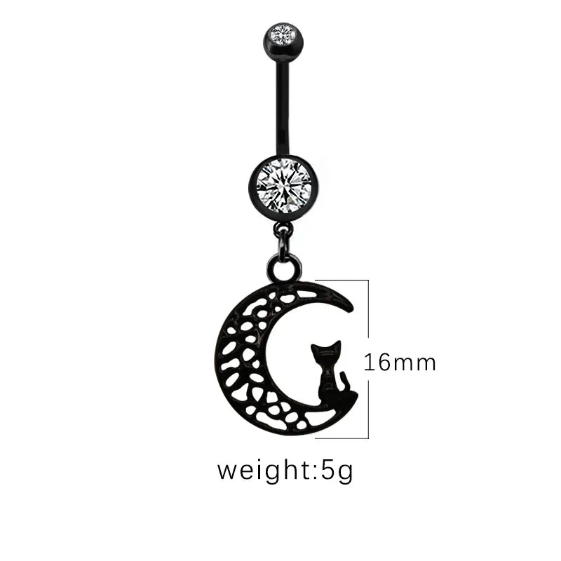 1 Piece Belly Rings Casual Hip-Hop Moon Heart Shape Stainless Steel Arylic Alloy Plating Acrylic Glass