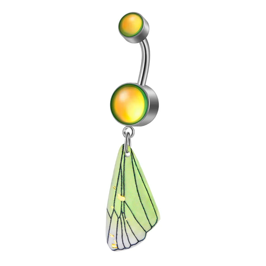 1 Piece Belly Rings Casual Elegant Vacation Wings 304 Stainless Steel Polishing Inlay Resin