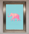 Pink Elephant On Blue Framed Print - Zestio