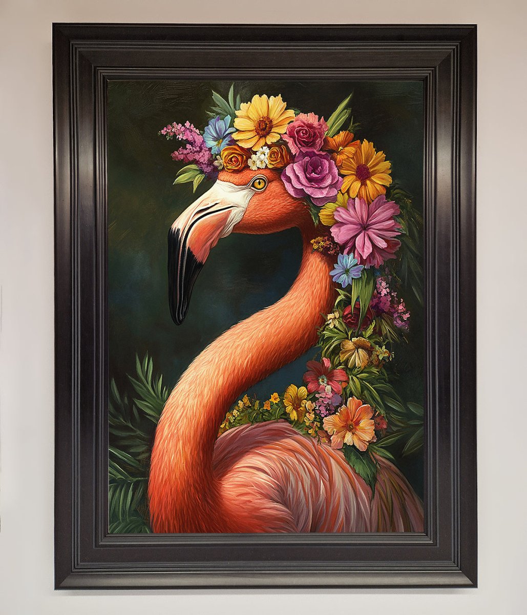 Pink Flamingo Floral Framed Poster - Zestio