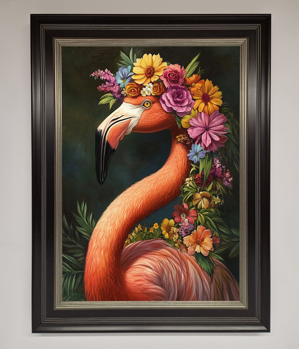 Pink Flamingo Floral Framed Poster - Zestio