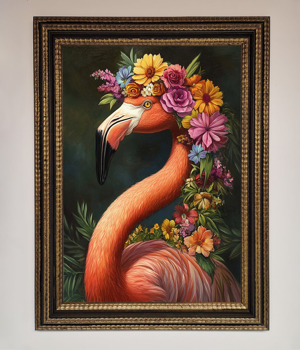 Pink Flamingo Floral Framed Poster - Zestio