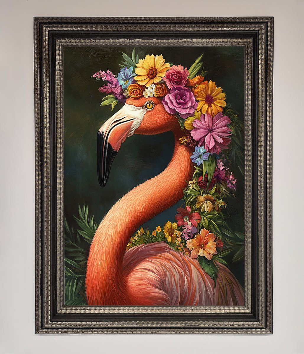 Pink Flamingo Floral Framed Poster - Zestio