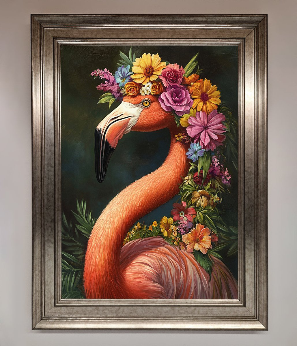 Pink Flamingo Floral Framed Poster - Zestio