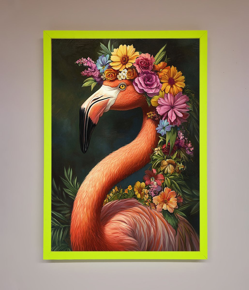 Pink Flamingo Floral Framed Poster - Zestio
