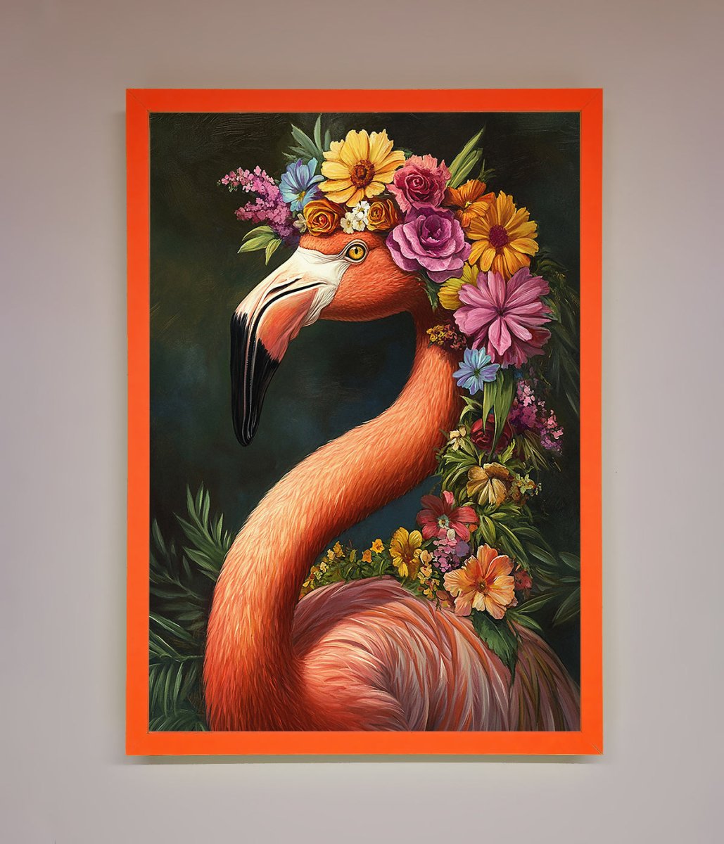 Pink Flamingo Floral Framed Poster - Zestio