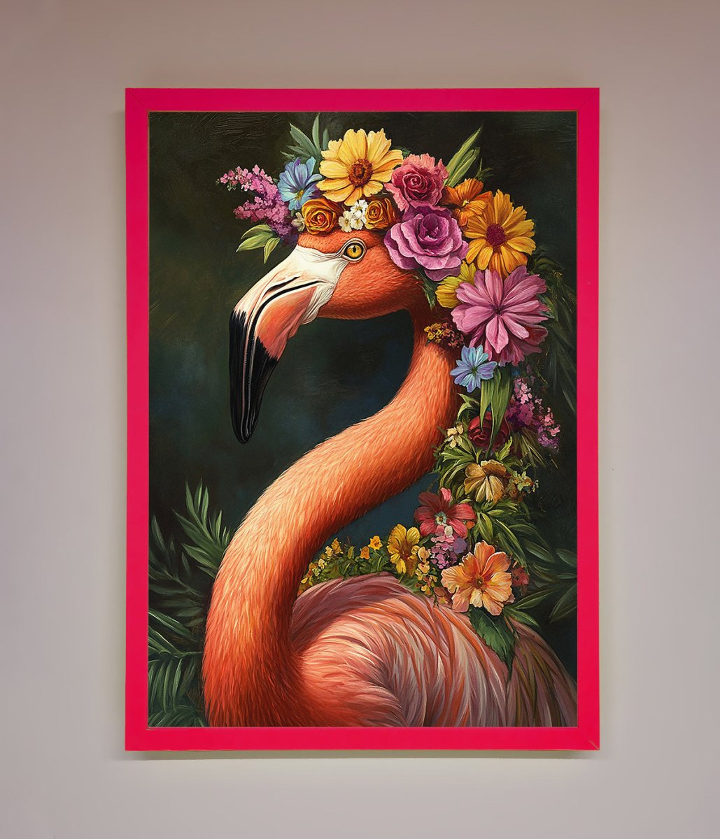 Pink Flamingo Floral Framed Poster - Zestio