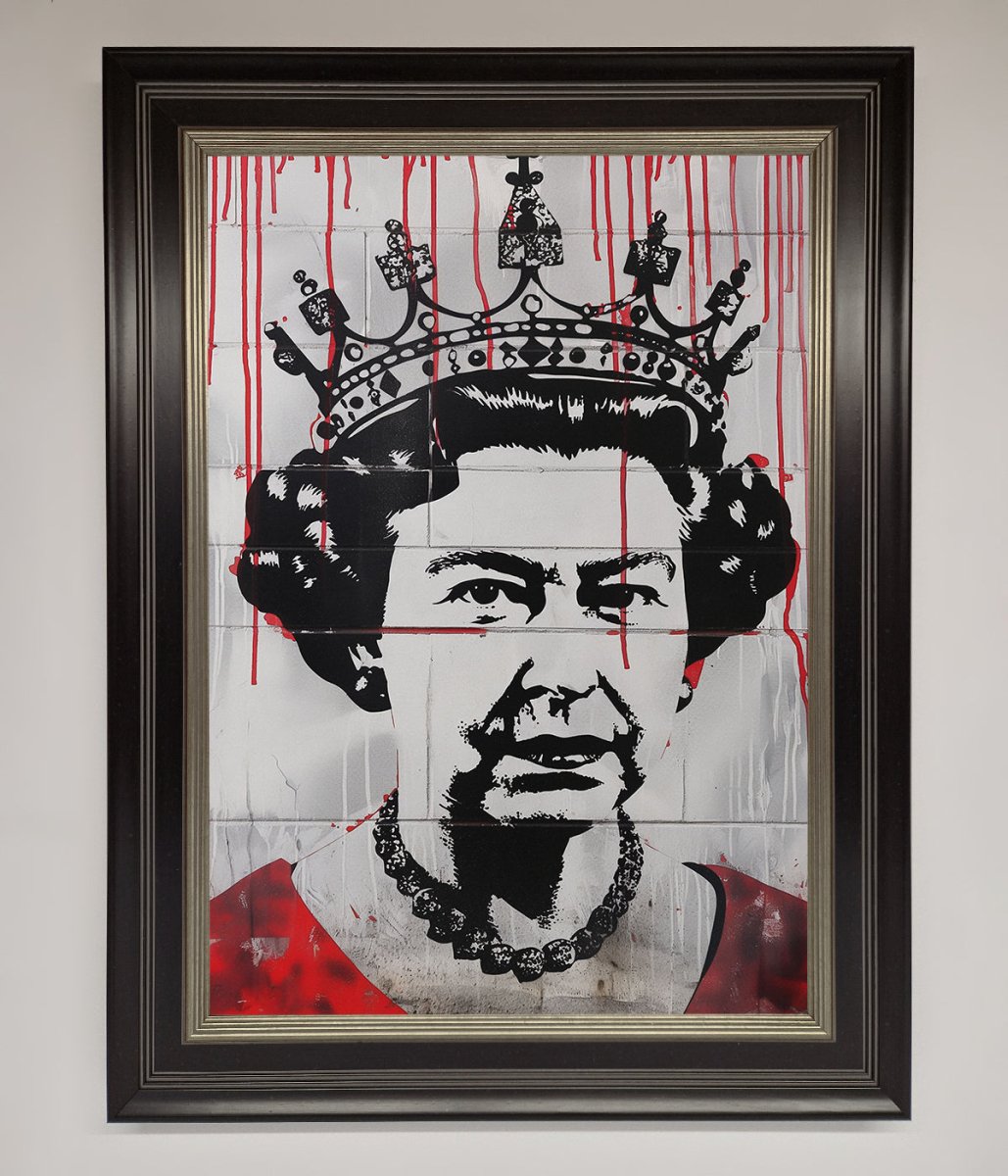 Queen Elizabeth Graffiti Red Blood Framed Poster - Zestio