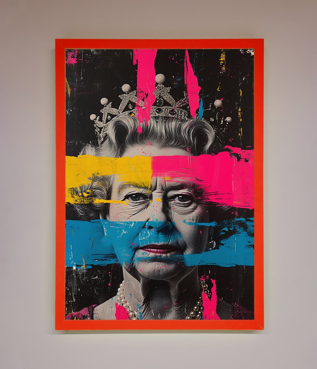 Queen Elizabeth Paint Splatter Framed Wall Art - Zestio