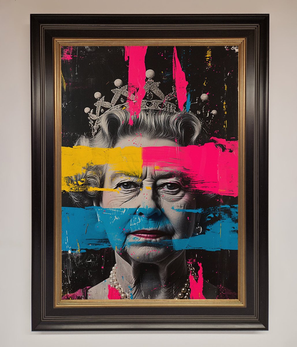 Queen Elizabeth Paint Splatter Framed Wall Art - Zestio