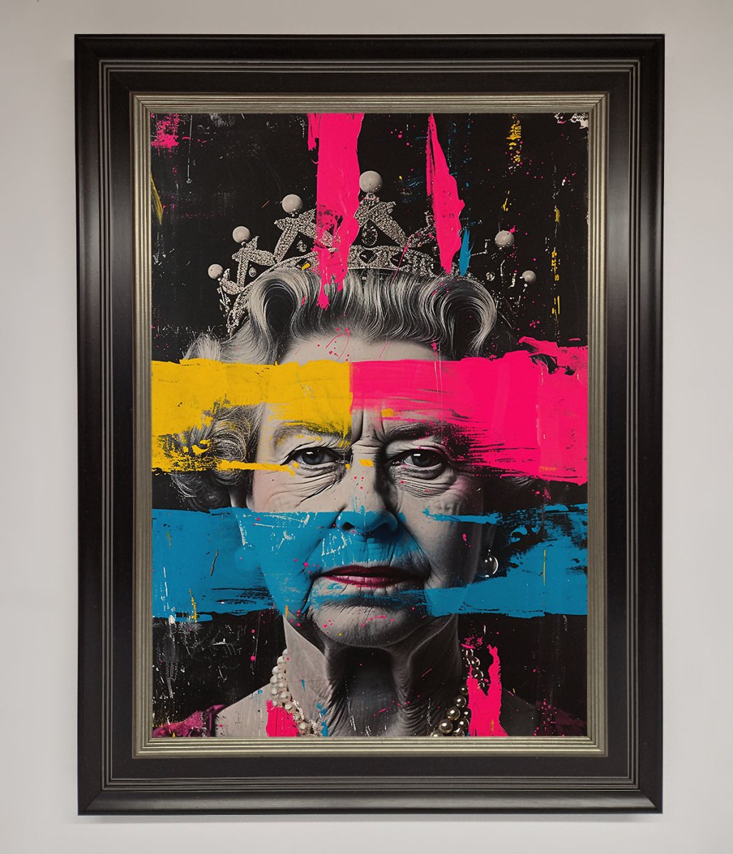 Queen Elizabeth Paint Splatter Framed Wall Art - Zestio