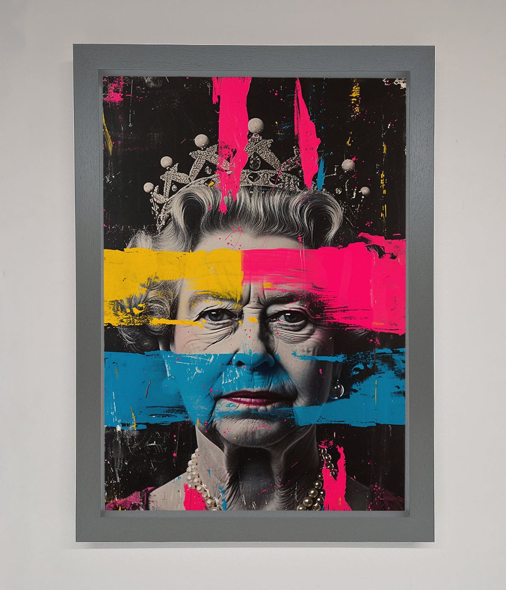 Queen Elizabeth Paint Splatter Framed Wall Art - Zestio