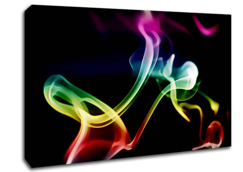 Rainbow Smoke On Black Canvas Wall Art - Zestio