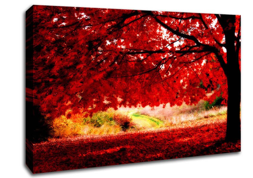 Red Autumn Tree Canvas Wall Art - Zestio