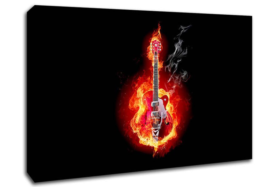 Red Guitar Flames Canvas Wall Art - Zestio