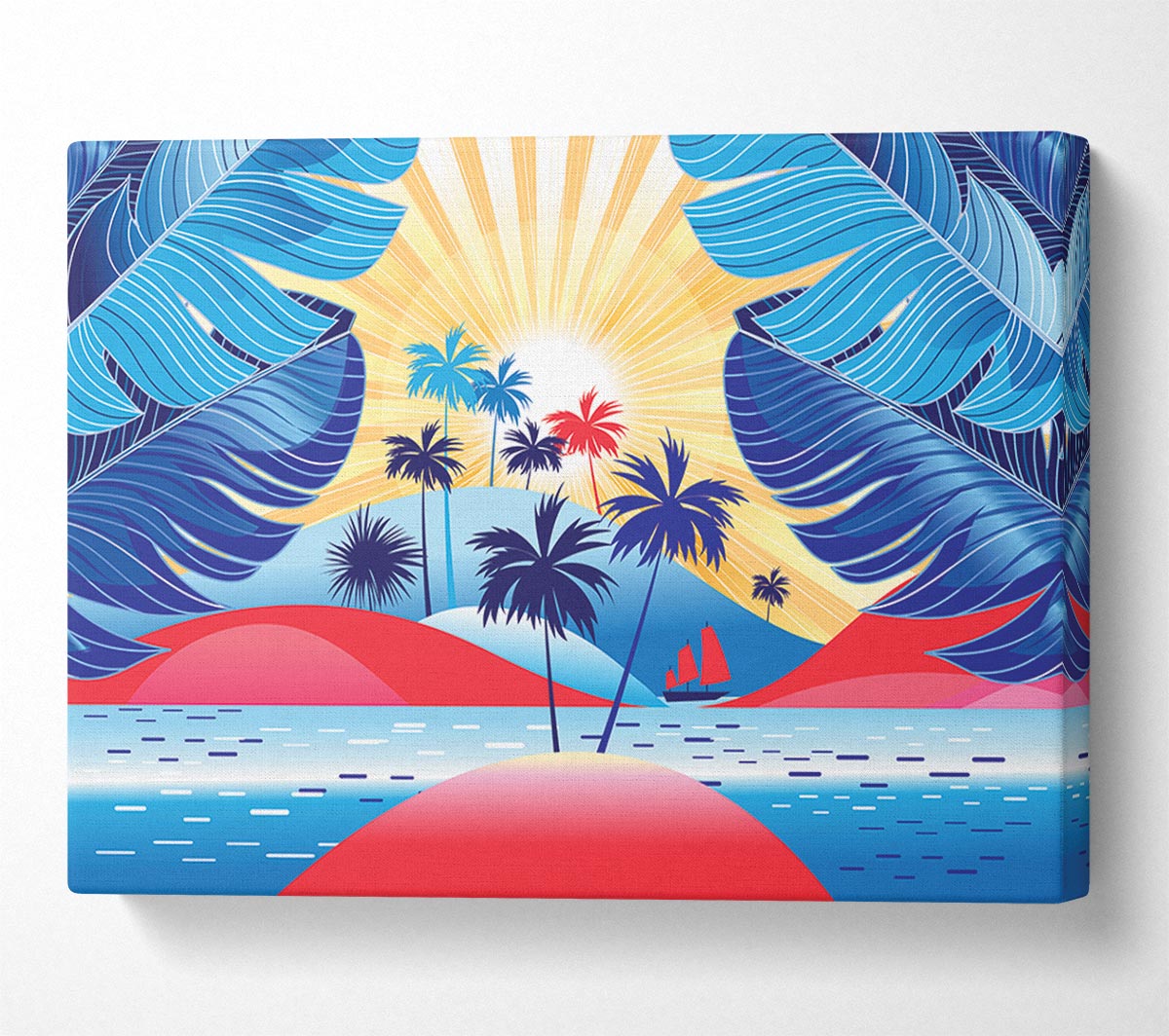 Red Island Paradise Canvas Wall Art - Zestio