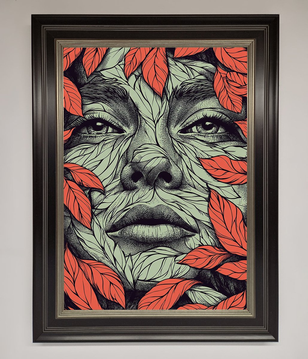 Red Leaves Face Framed Print - Zestio