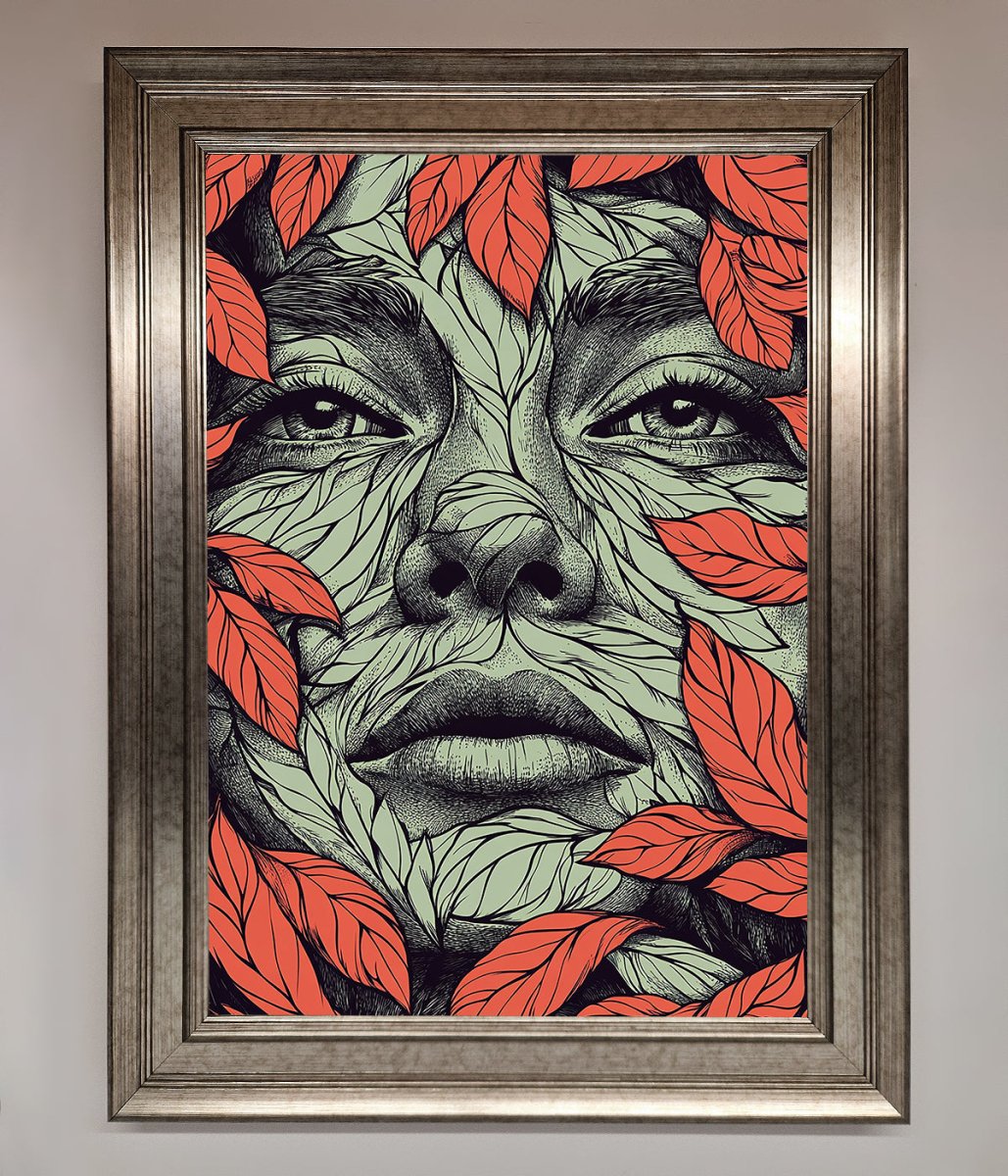 Red Leaves Face Framed Print - Zestio