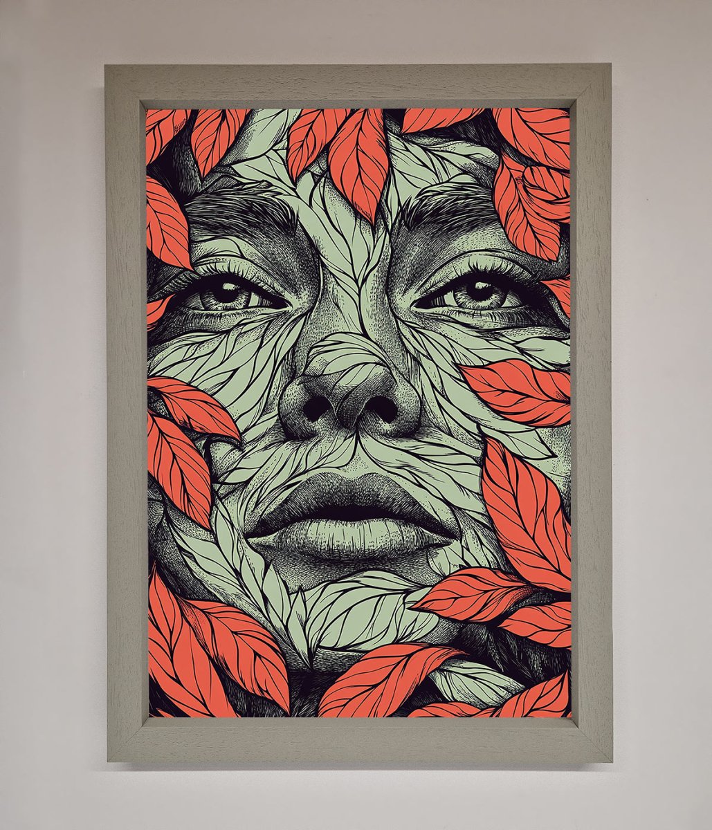 Red Leaves Face Framed Print - Zestio