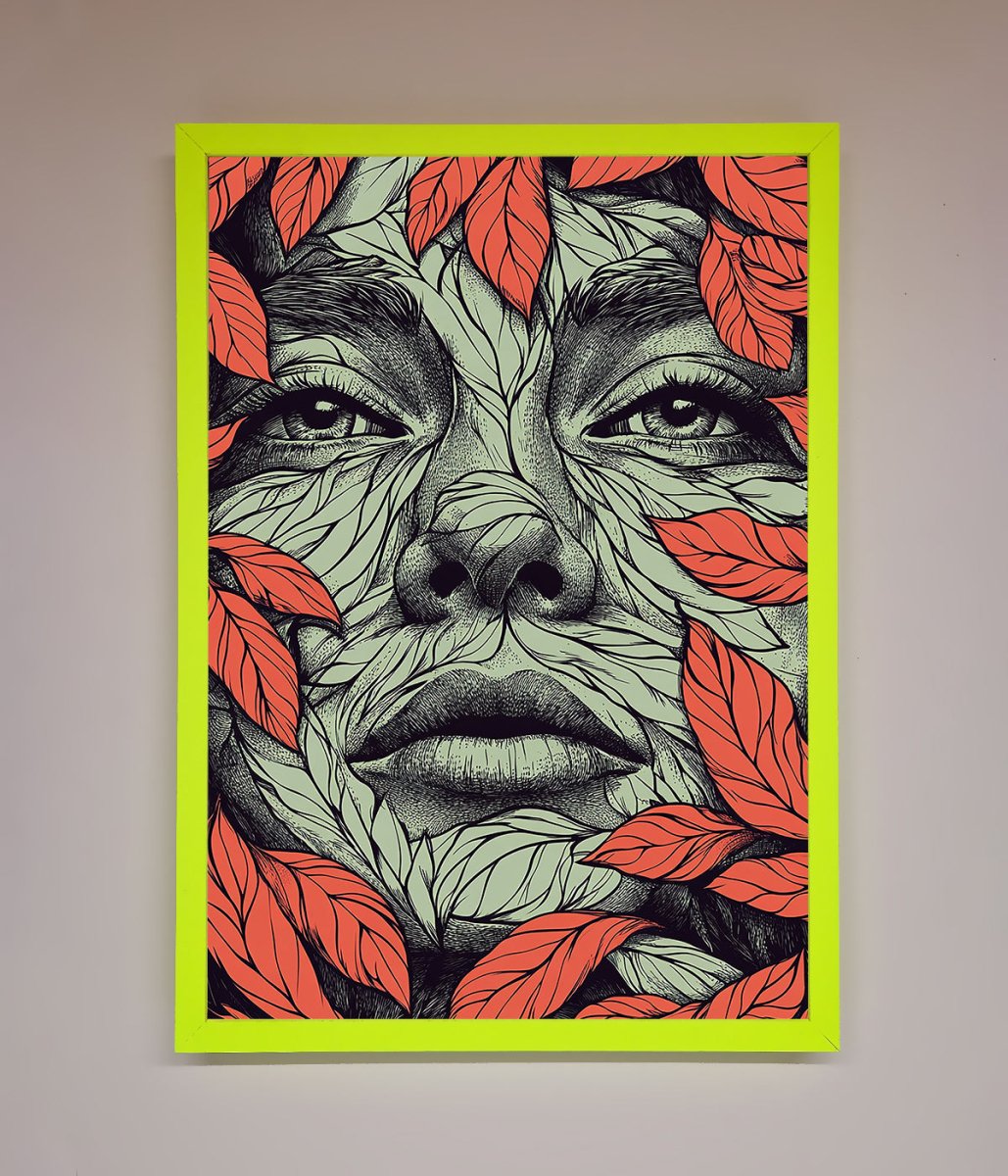 Red Leaves Face Framed Print - Zestio