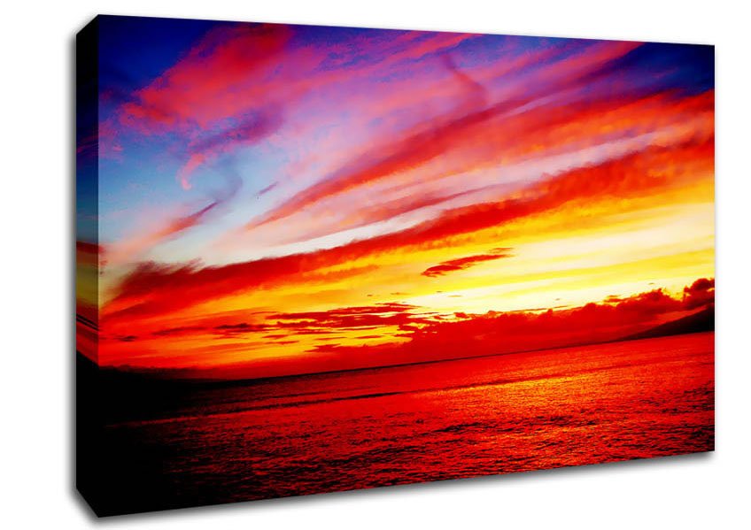 Red Ocean Calm Canvas Wall Art - Zestio