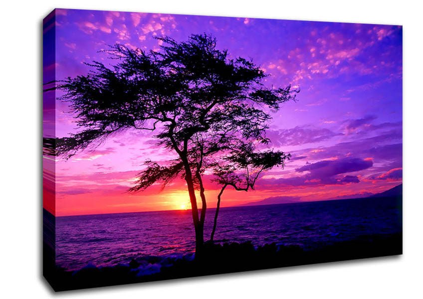 Red Ocean Tree Canvas Wall Art - Zestio