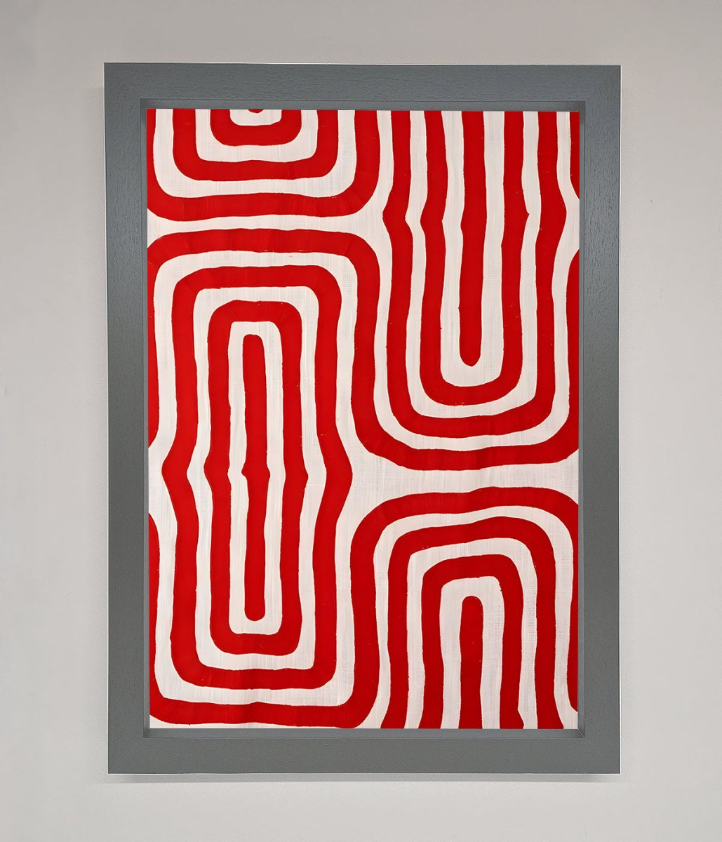 Red Waves Abstract Art Framed Poster - Zestio