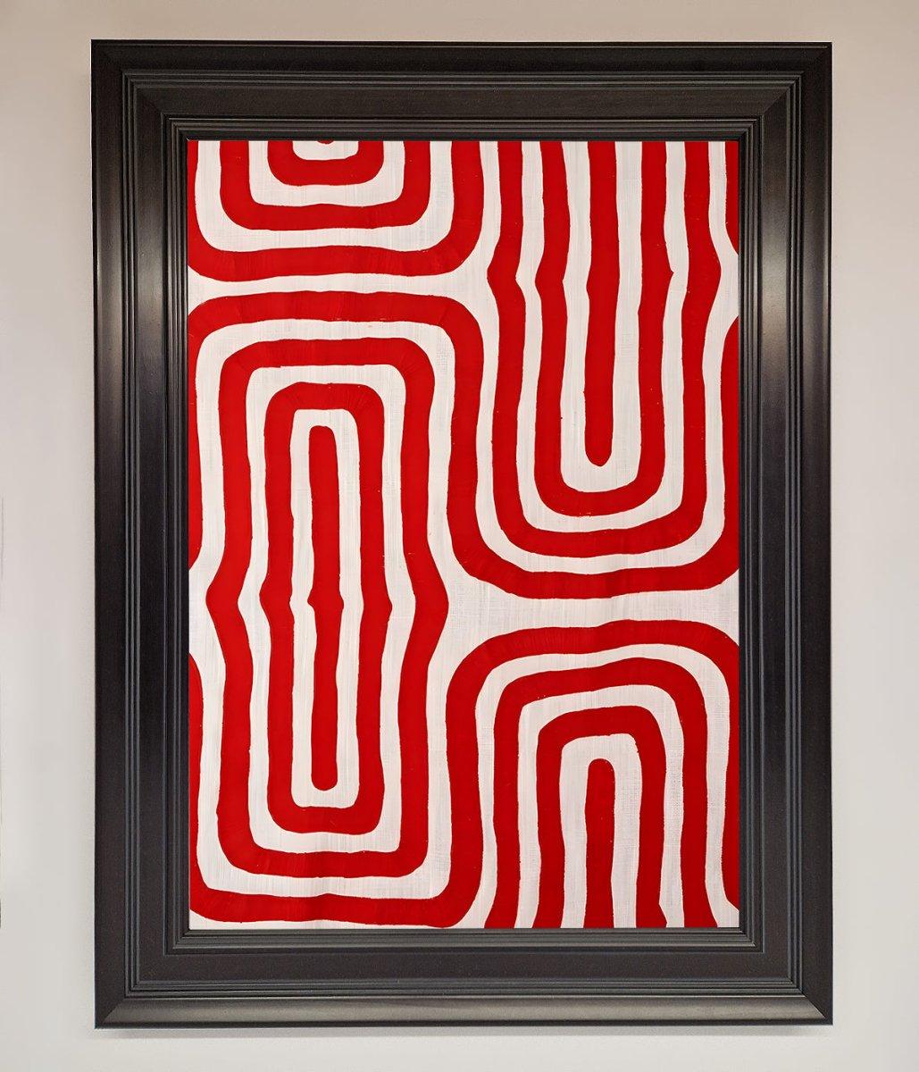 Red Waves Abstract Art Framed Poster - Zestio