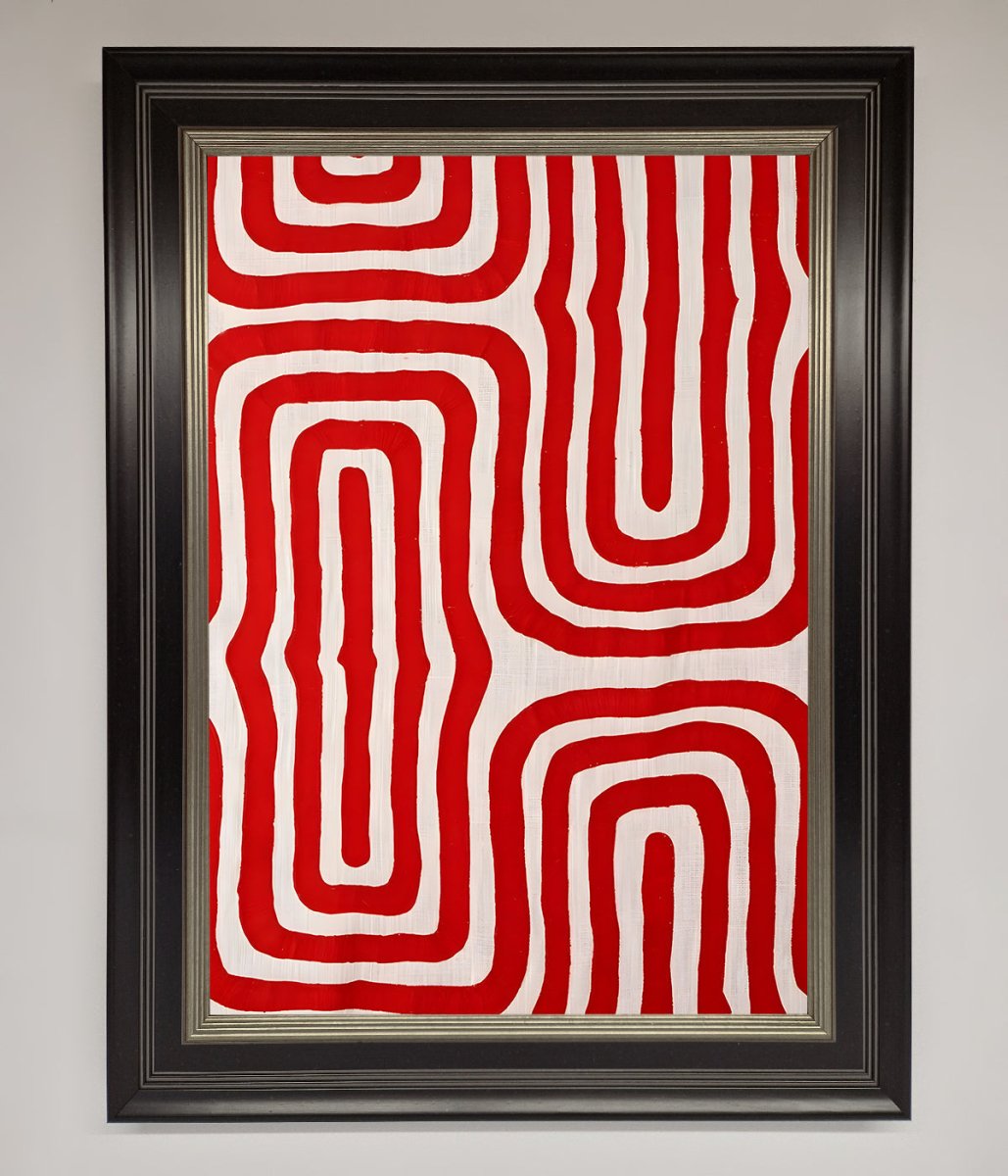 Red Waves Abstract Art Framed Poster - Zestio