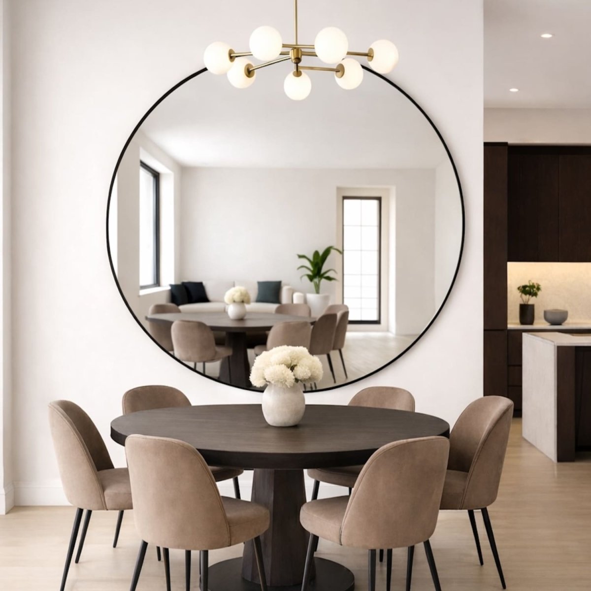 Rei - Extra Large Round Black Metal Circle Mirror - 150cm x 150cm - Zestio