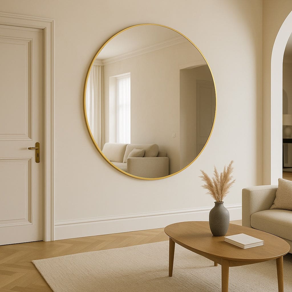 Rei - Extra Large Round Gold Metal Circle Mirror - 150cm x 150cm - Zestio