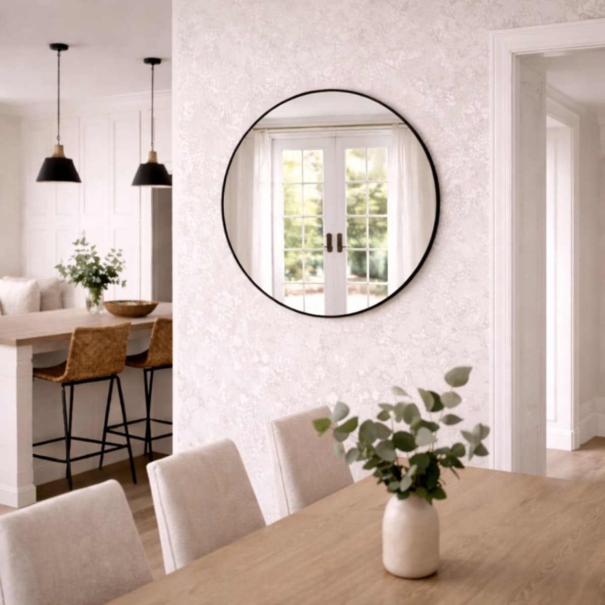 Rei - Round Black Metal Circle Mirror - 70cm x 70cm - Zestio