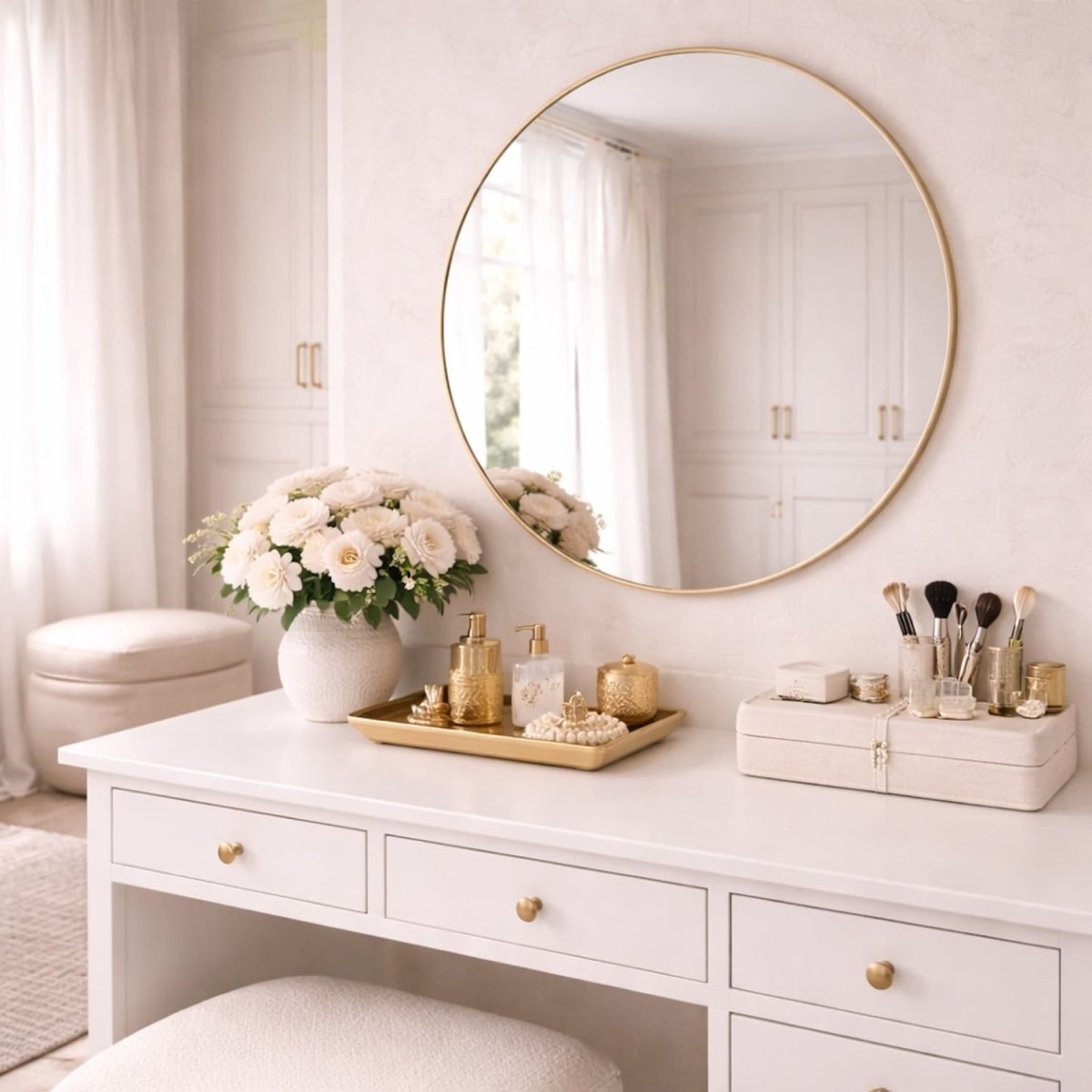 Rei - Round Gold Metal Circle Mirror - 70cm x 70cm - Zestio